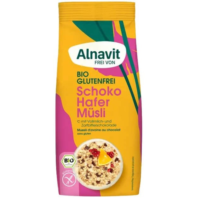 Musli cu ovaz si ciocolata fara gluten bio 350g Alnavit Musli cu ovaz si ciocolata fara gluten bio 350g Alnavit